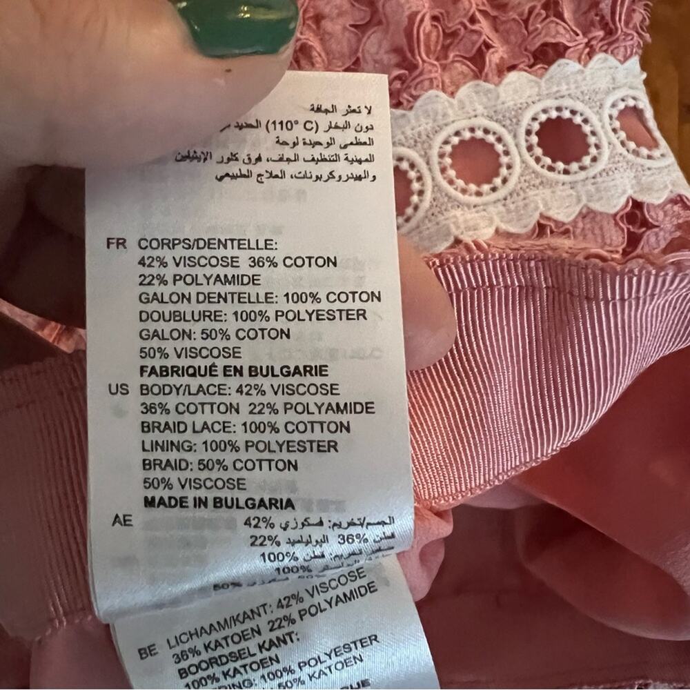 Sandro Devon Banded Floral Lace Mini Skirt in Rose Pink - Picture 10 of 12